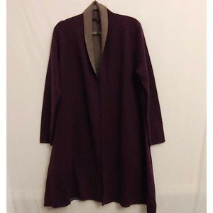 NWOT Maxsport Long Cardigan Plum/Gray Medium